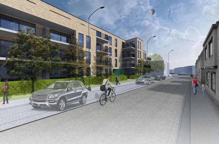 zicht Schoolstraat - t.h.v. inrit Regenboogstraat